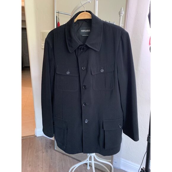 VTG 90s Giorgio Armani Mens Italy Black Jacket Button-Up Size 40 US RX10346 - Picture 3 of 12